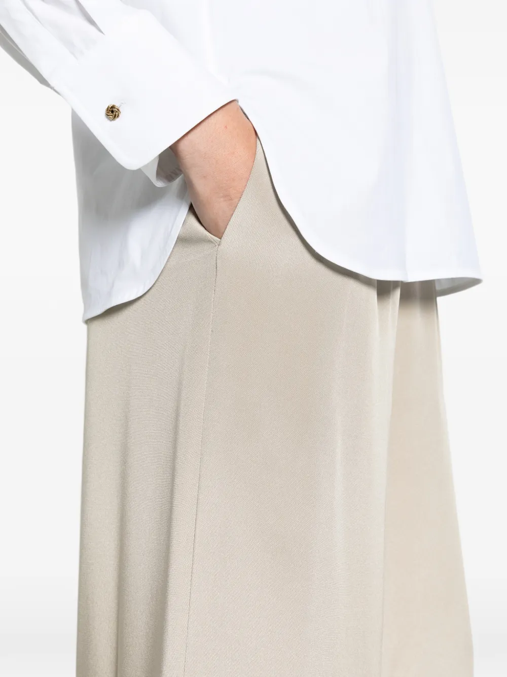 Max Mara relaxed-fit heavy silk trousers stone Beige