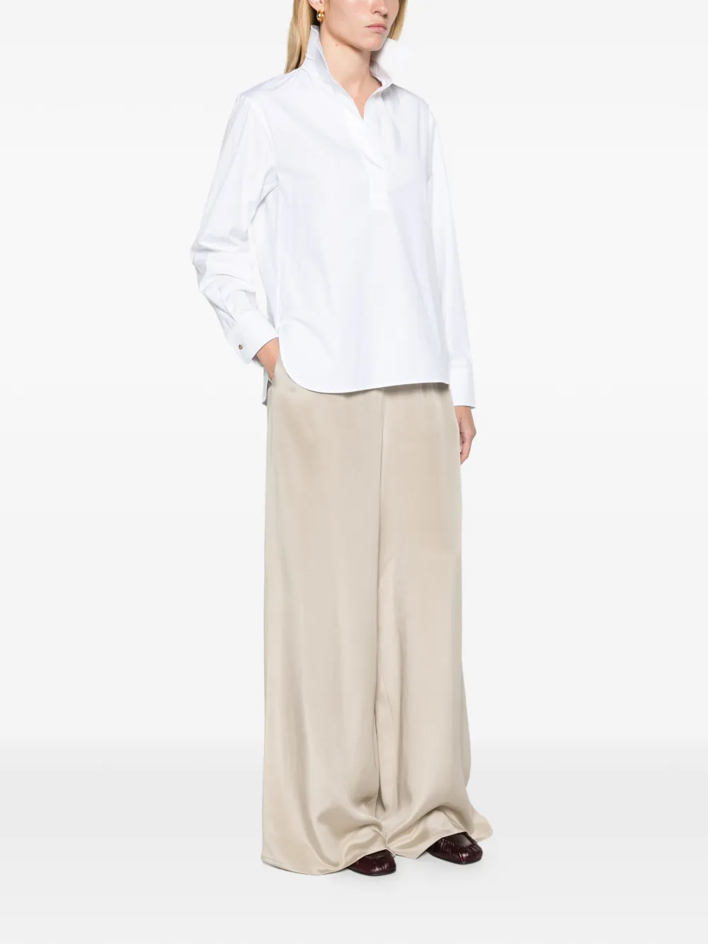 Max Mara relaxed-fit heavy silk trousers stone Beige