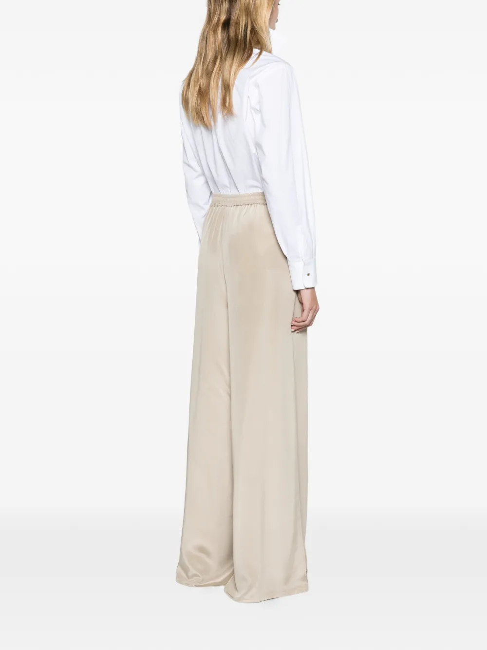 Max Mara relaxed-fit heavy silk trousers stone Beige