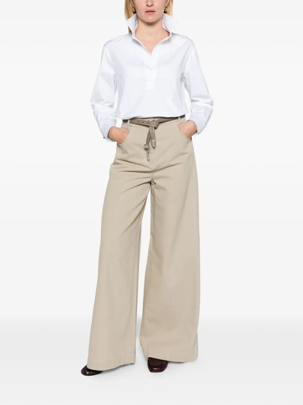Max Mara coated cotton bull denim trousers stone Beige
