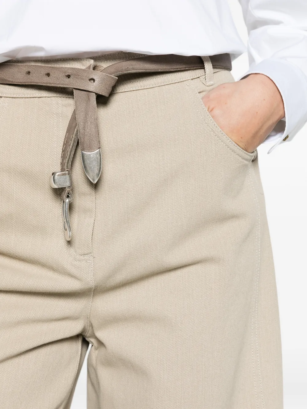 Max Mara coated cotton bull denim trousers stone Beige