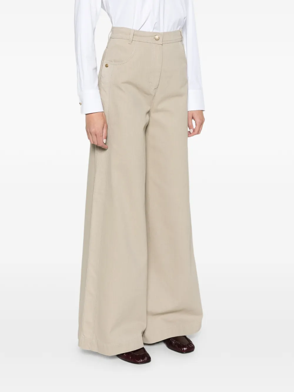 Max Mara coated cotton bull denim trousers stone Beige
