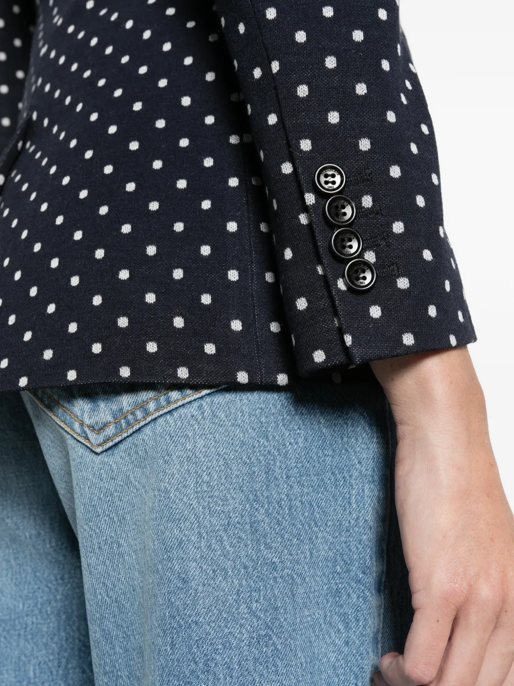 Max Mara double-breasted polka dot jersey blazer ultramarine Blauw