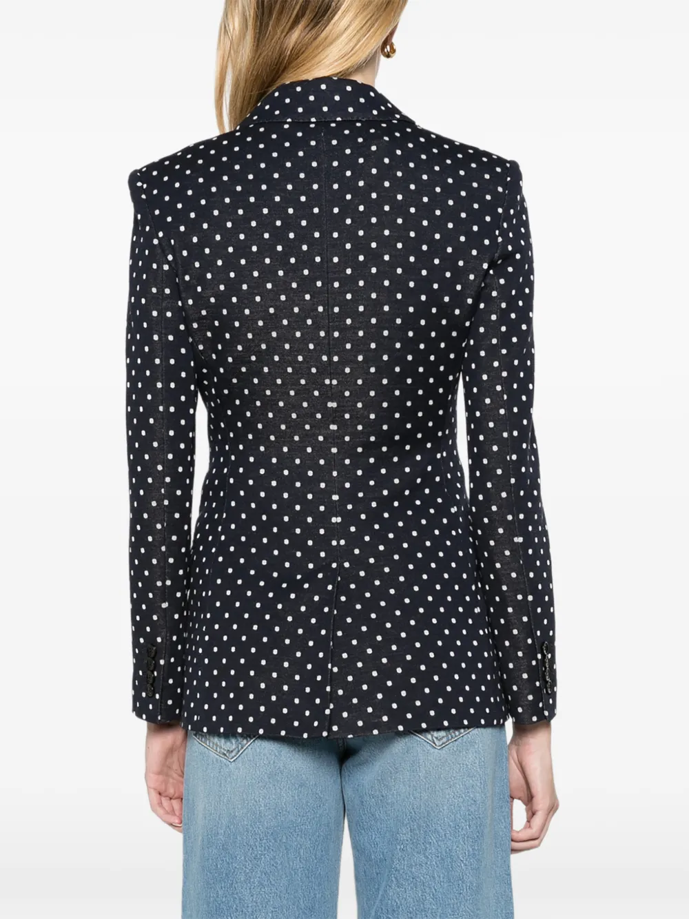 Max Mara double-breasted polka dot jersey blazer ultramarine Blauw
