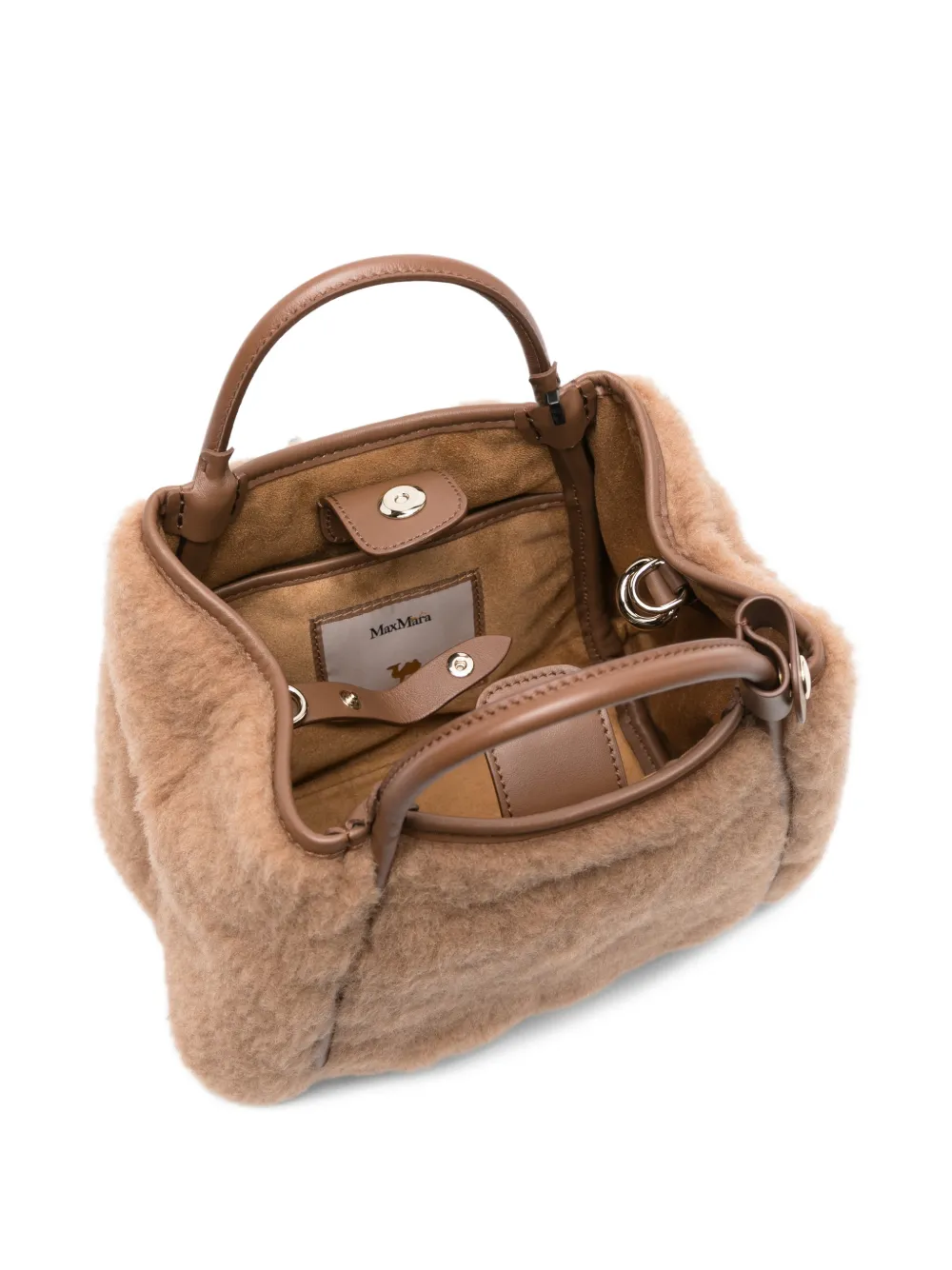 Max Mara extra-small Teddy-fabric Marine bag camel Bruin