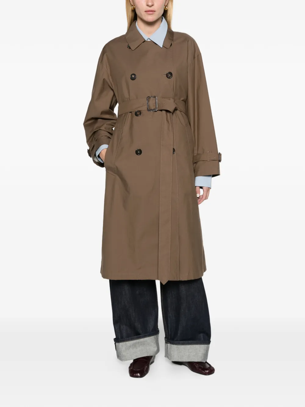 Max Mara water-repellent cotton twill midi trench coat - brown - Braun