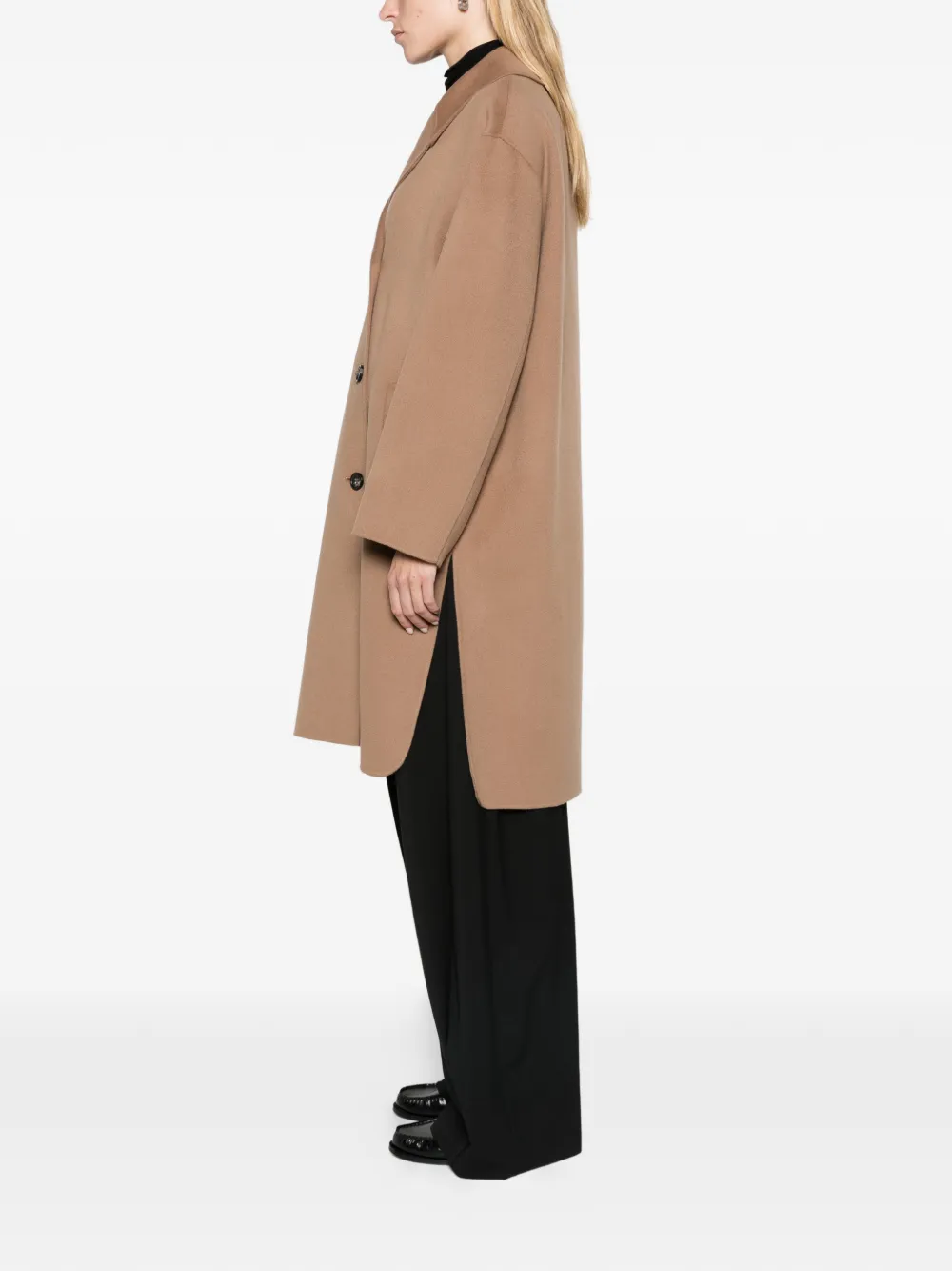 Max Mara double-breasted wool midi coat camel Beige