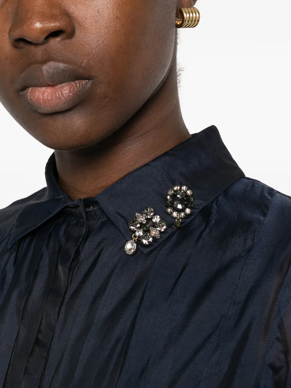 Max Mara pleated silk-organza shirt dress Blauw