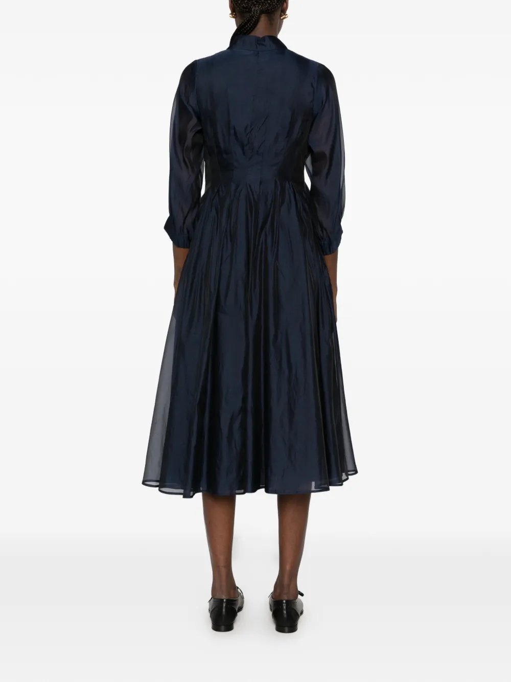 Max Mara pleated silk-organza shirt dress Blauw