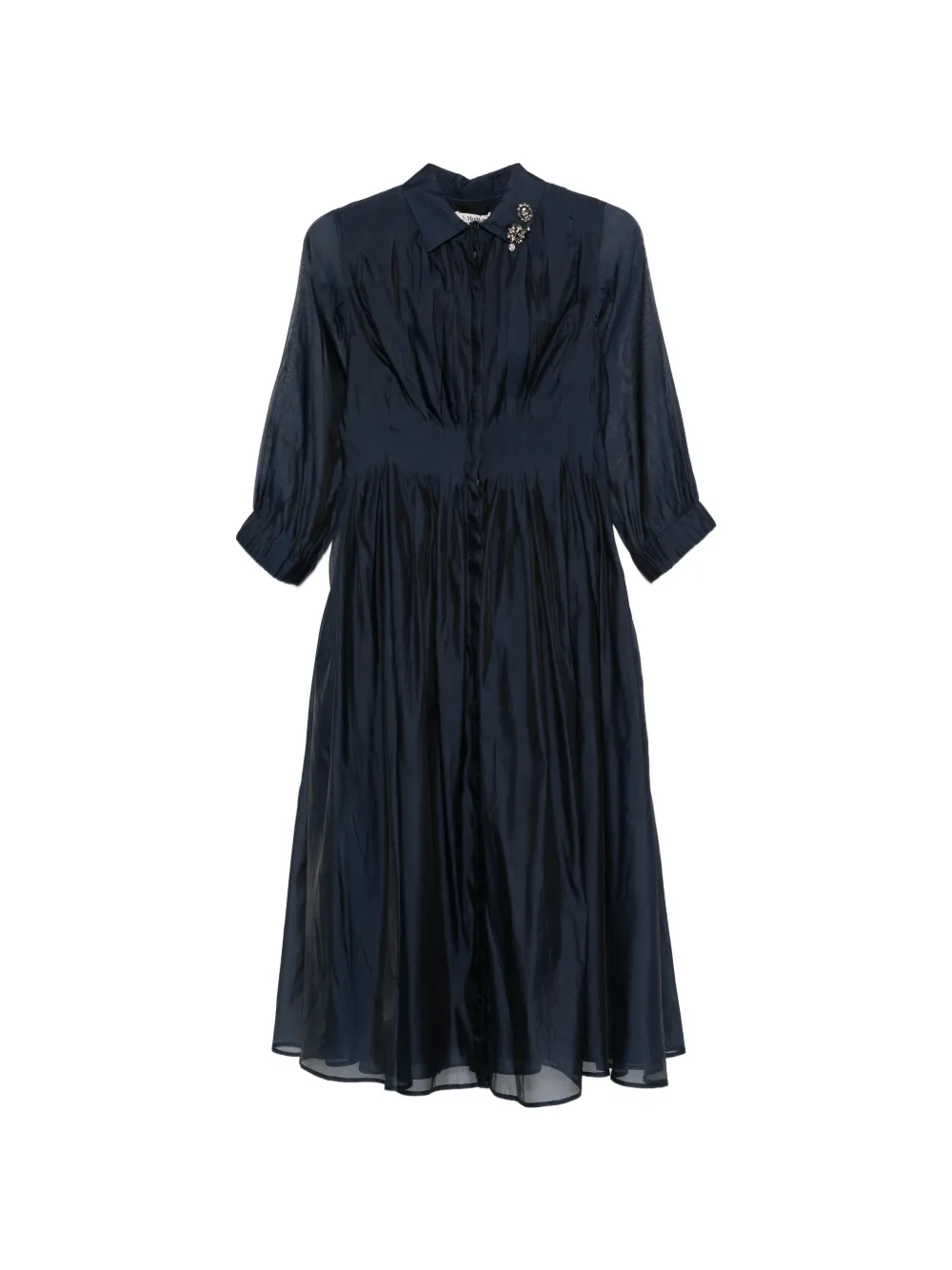 Max Mara pleated silk-organza shirt dress - Blu
