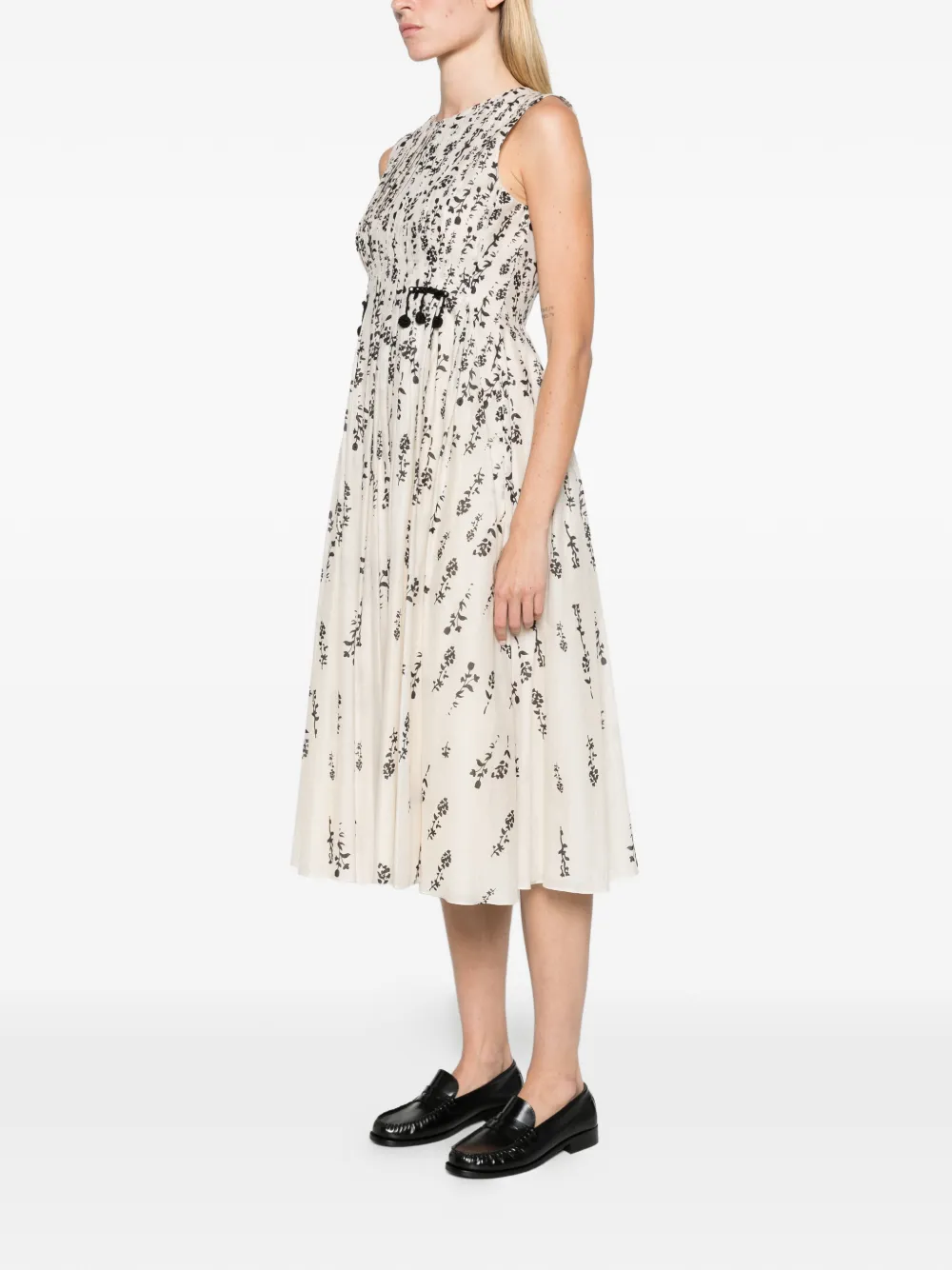 Max Mara printed cotton voile dress ecru Beige