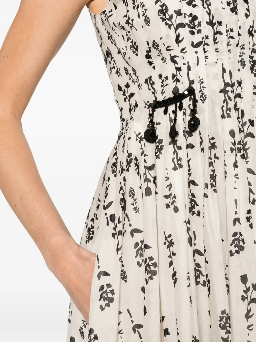 Max Mara printed cotton voile dress ecru Beige