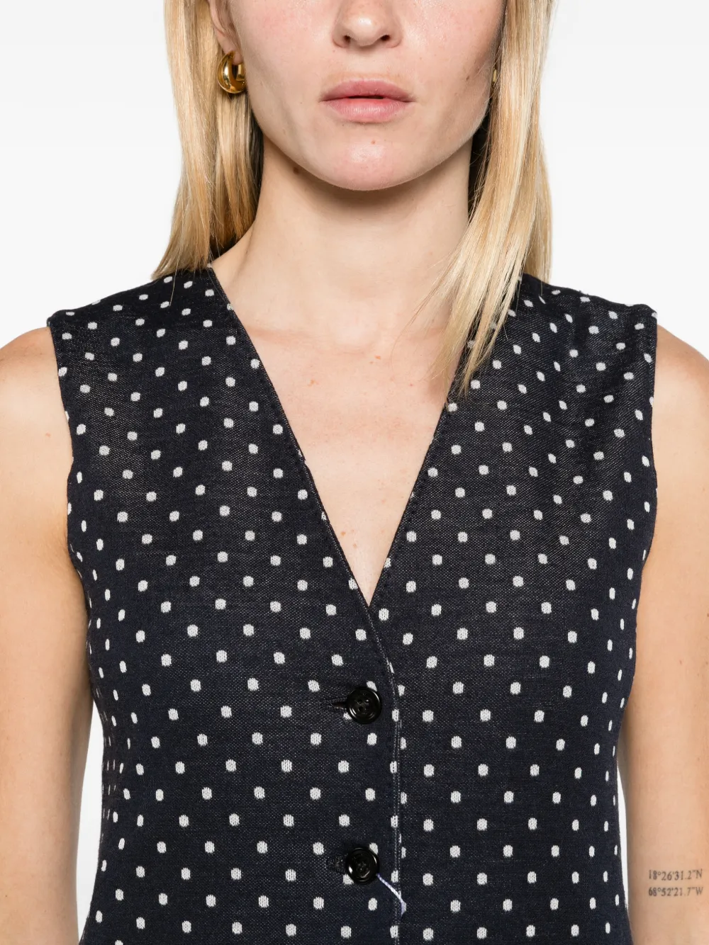 Max Mara polka-dot wool and viscose jersey waistcoat ultramarine Blauw