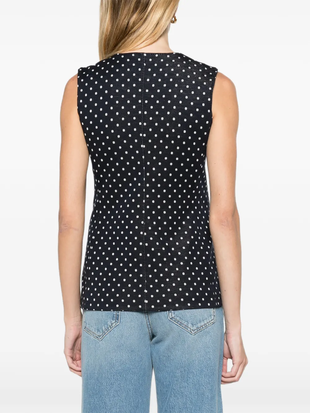 Max Mara polka-dot wool and viscose jersey waistcoat ultramarine Blauw
