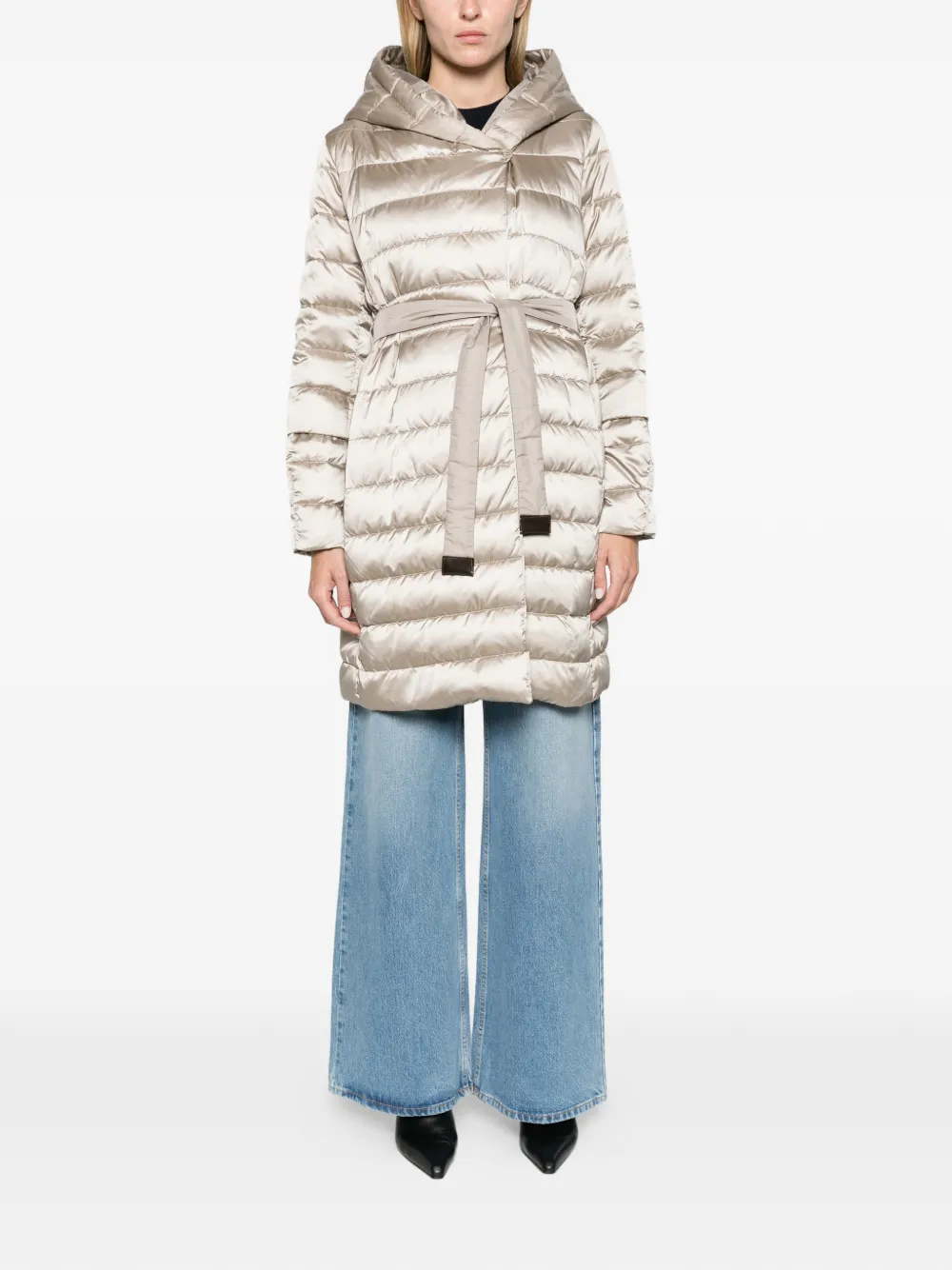 Max Mara reversible down jacket in water-repellent satin light Beige