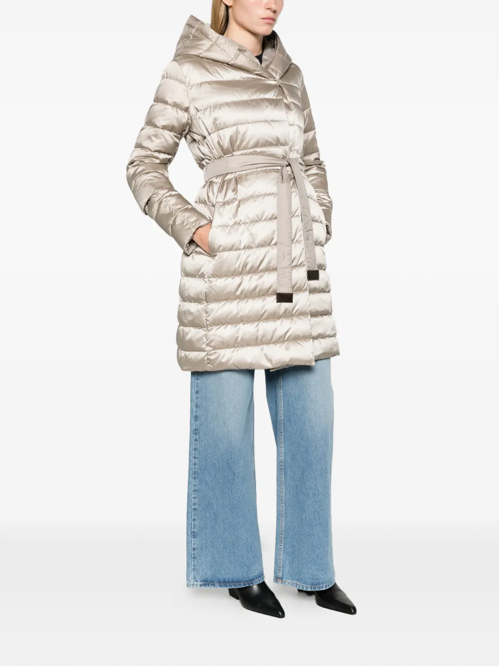 Max Mara reversible down jacket in water-repellent satin light Beige