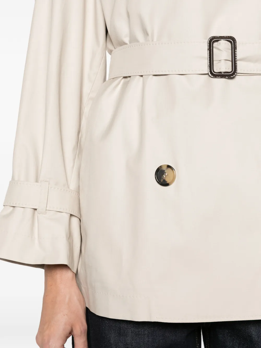 Max Mara short trench coat in water-repellent twill beige