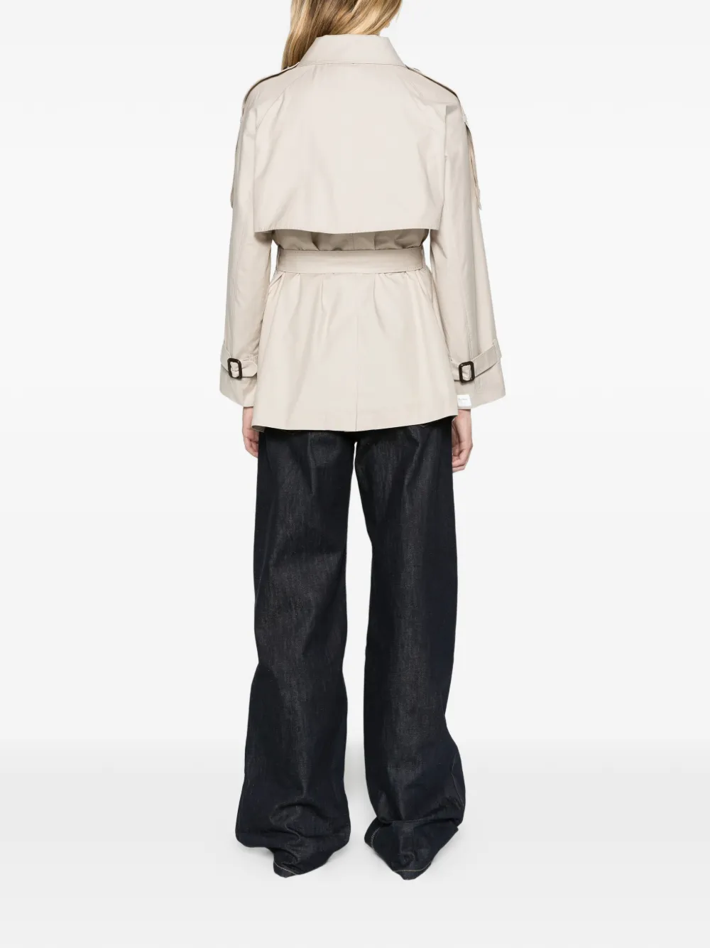 Max Mara short trench coat in water-repellent twill beige