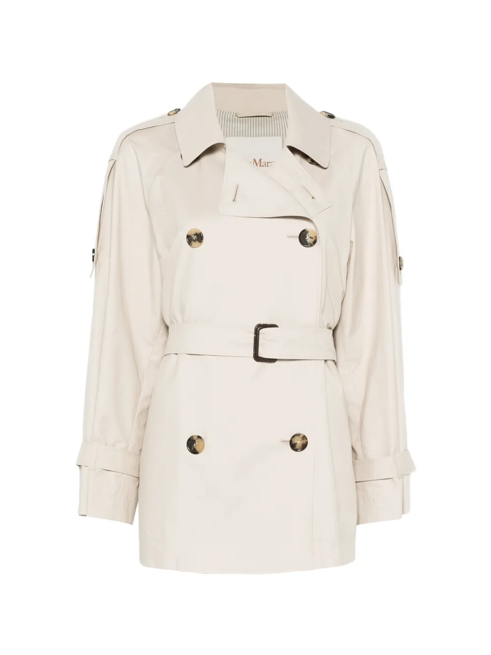 Max Mara short trench coat in water-repellent twill - beige - Nude