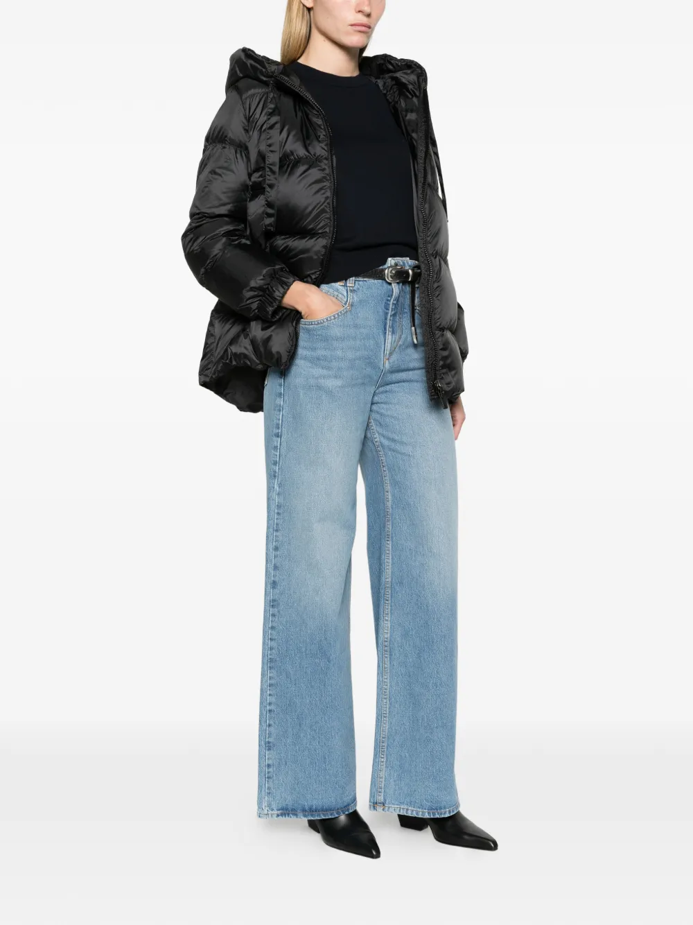 Max Mara roomy puffer jacket in water-repellent plain-weave fabric - black