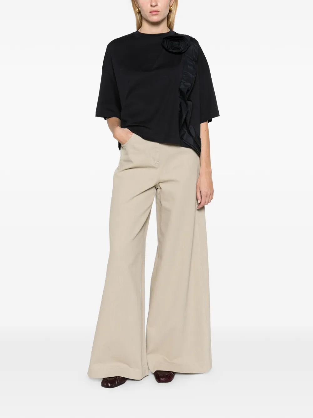 Max Mara frilly jersey T-shirt ultramarine Blauw