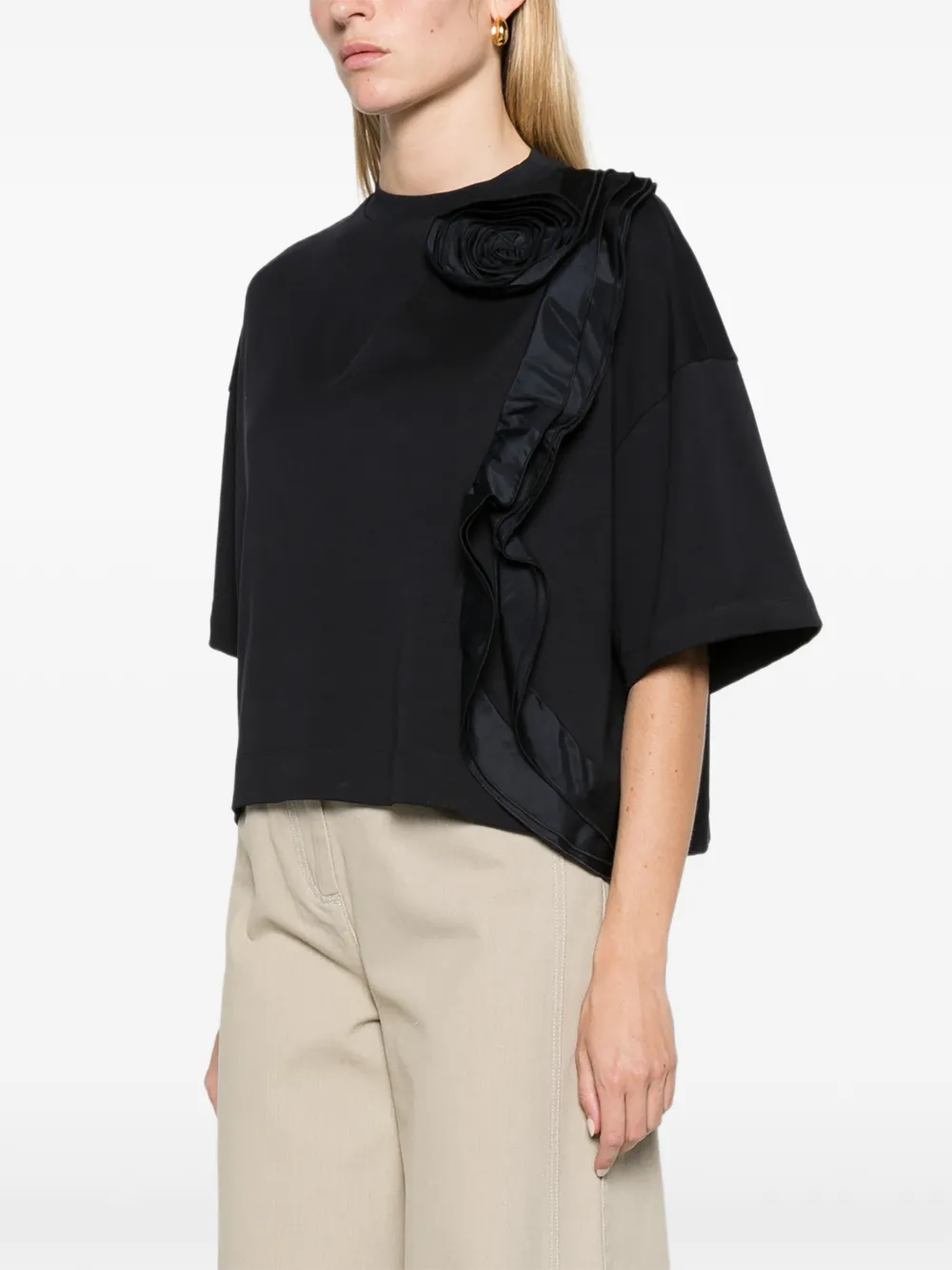 Max Mara frilly jersey T-shirt ultramarine Blauw