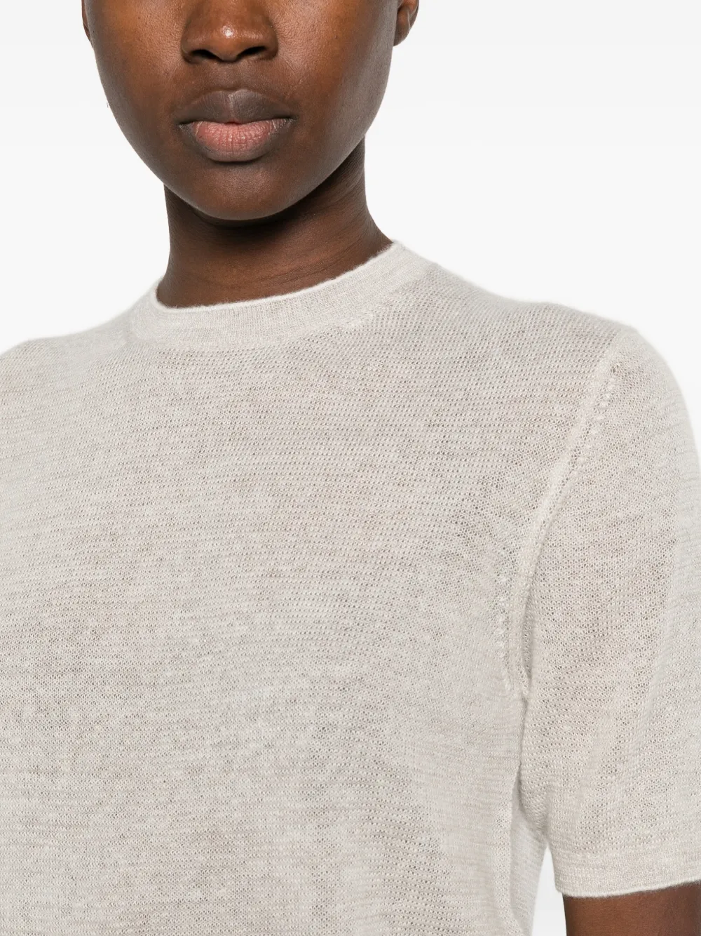 Loro Piana short-sleeve crew-neck sweater Beige
