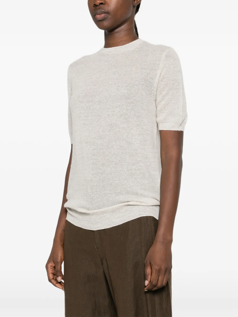 Loro Piana short-sleeve crew-neck sweater Beige