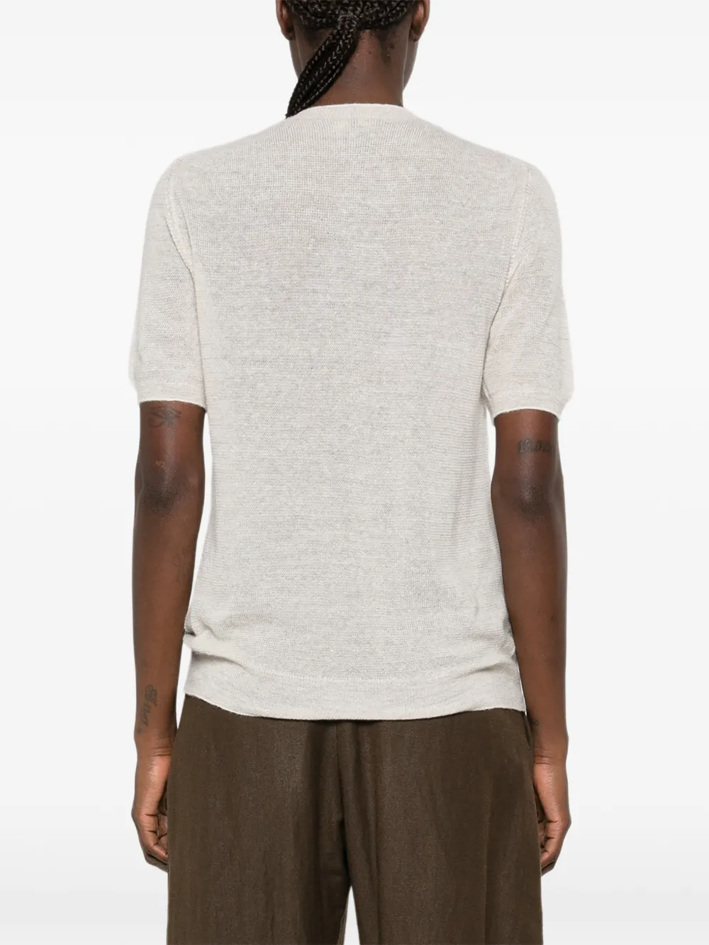 Loro Piana short-sleeve crew-neck sweater Beige