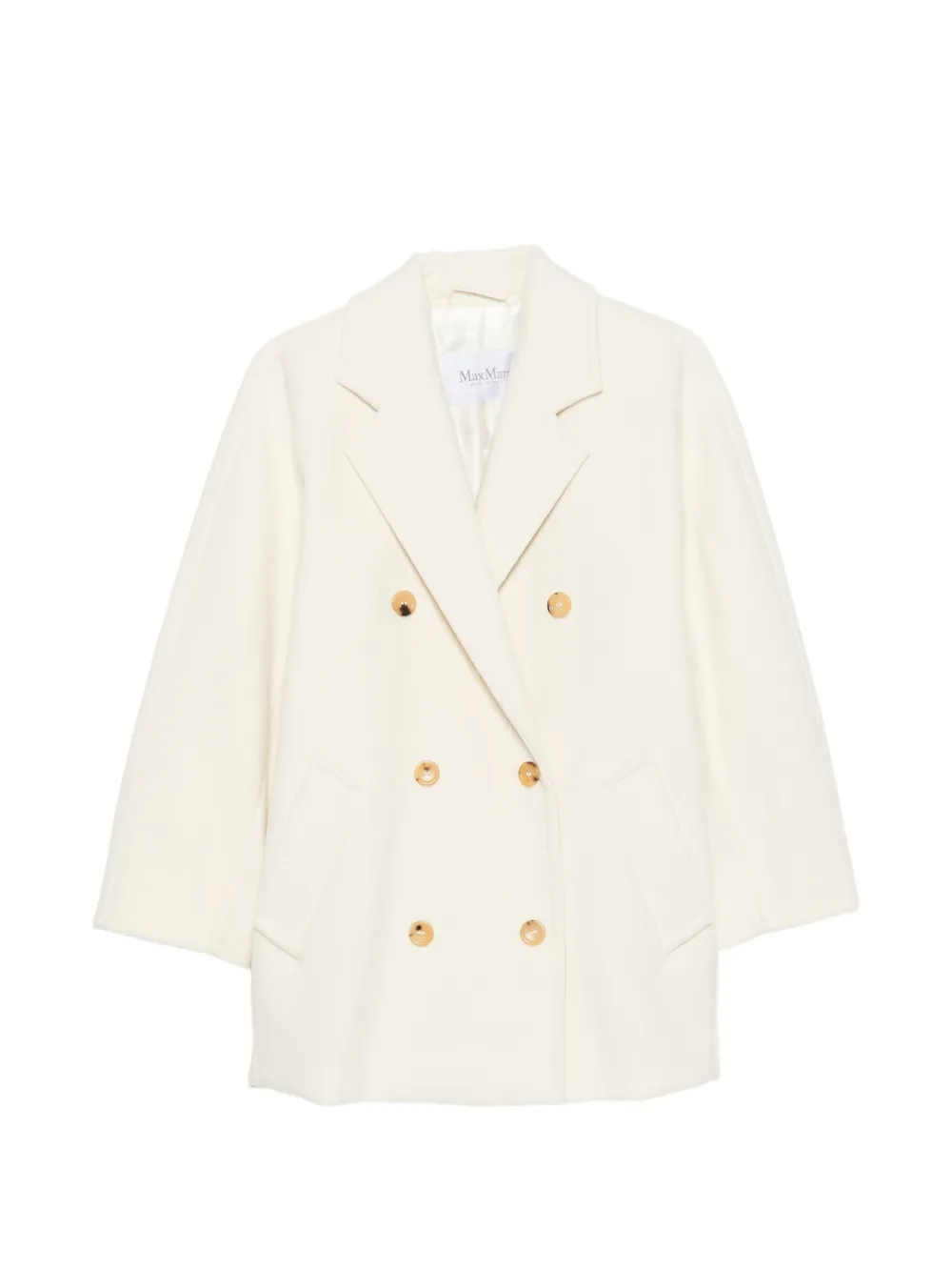 Max Mara double-breasted notched-lapels coat Wit