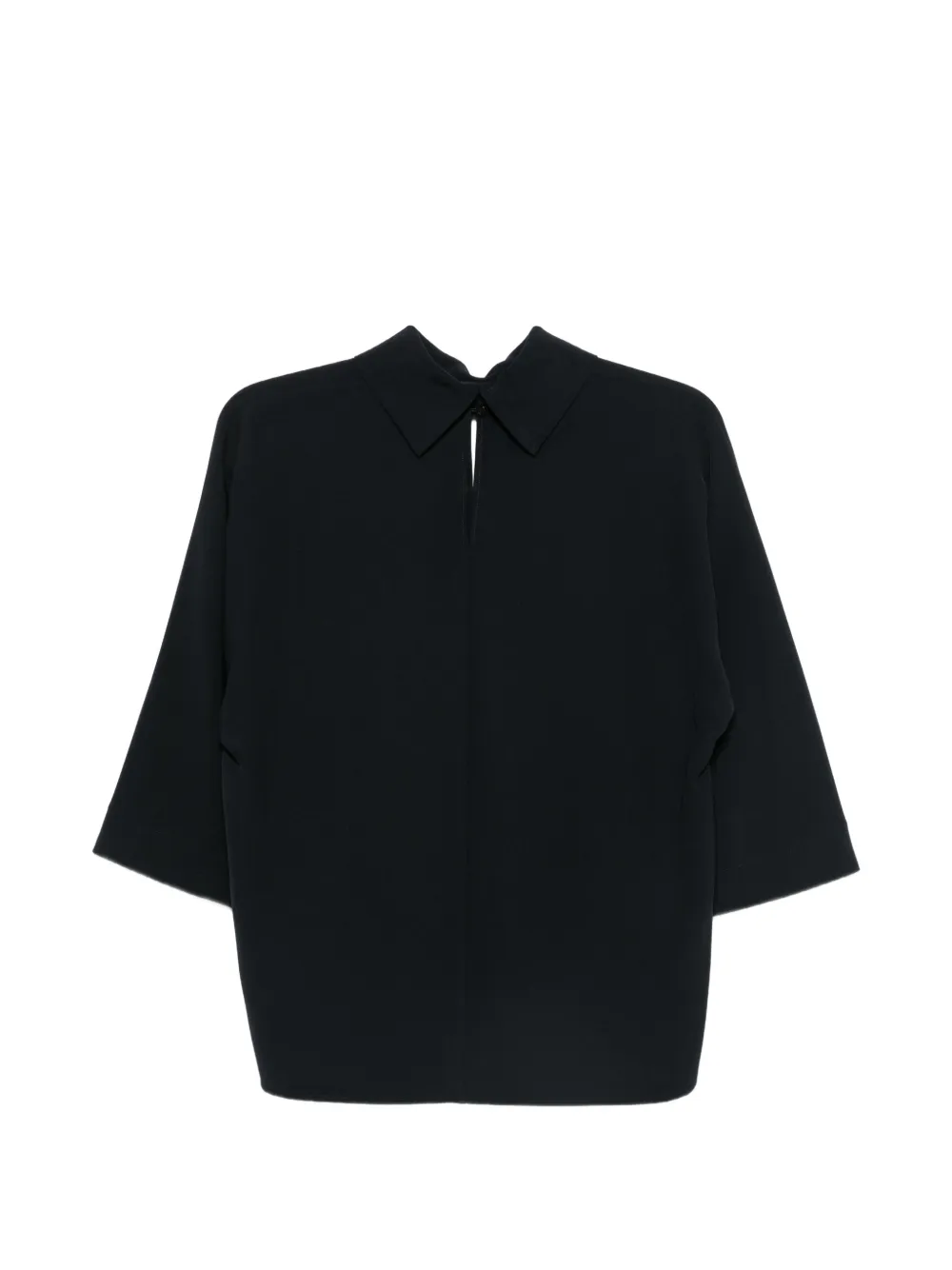 Luisa Cerano keyhole-detail curved-hem blouse Zwart