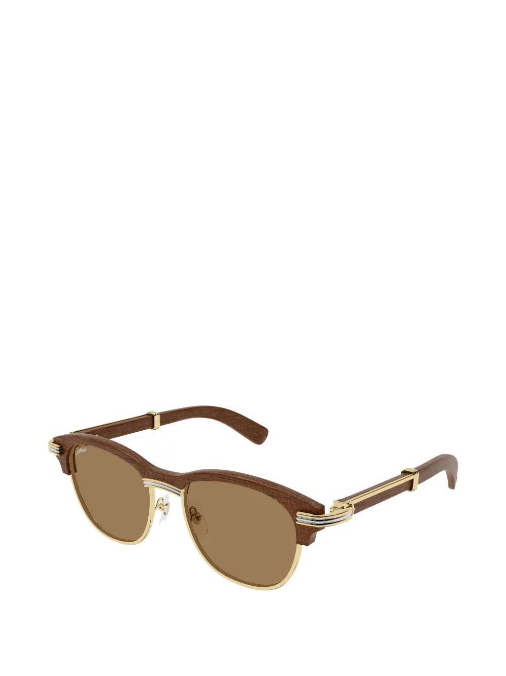 Cartier Eyewear wood-frame geometric sunglasses - Braun