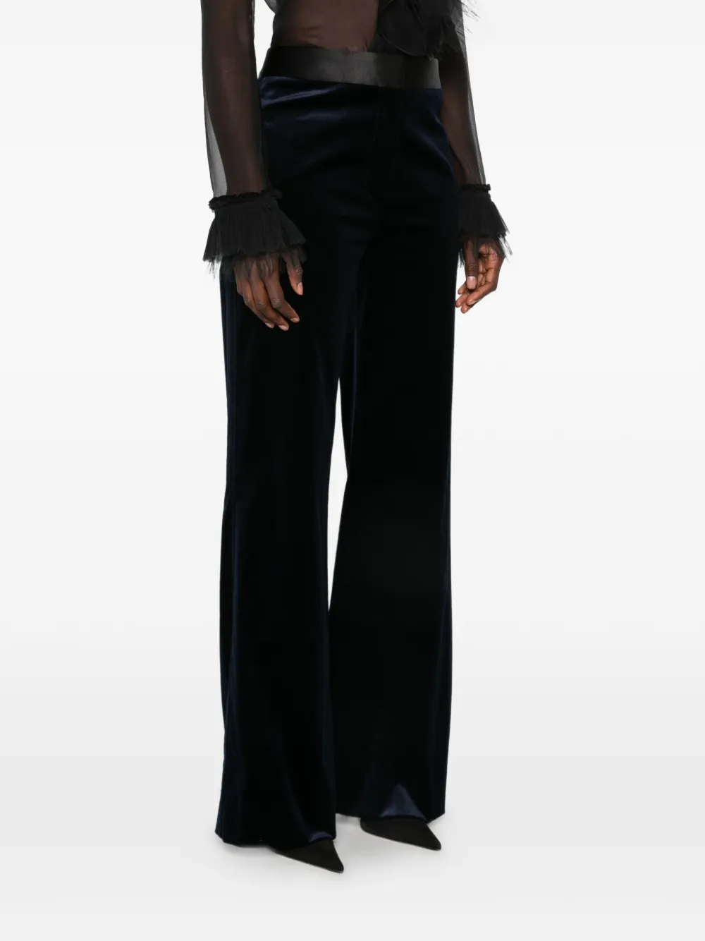 Victoria Beckham Fluwelen flared broek Blauw