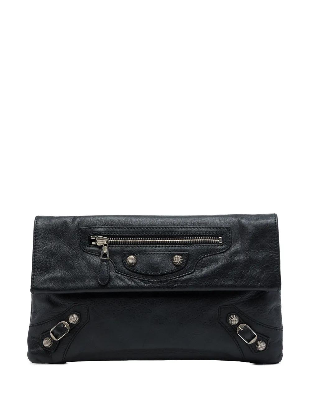 Balenciaga Pre-Owned 2005-2006 Motocross Giant Clutch aus Lammleder 12cm - Schwarz