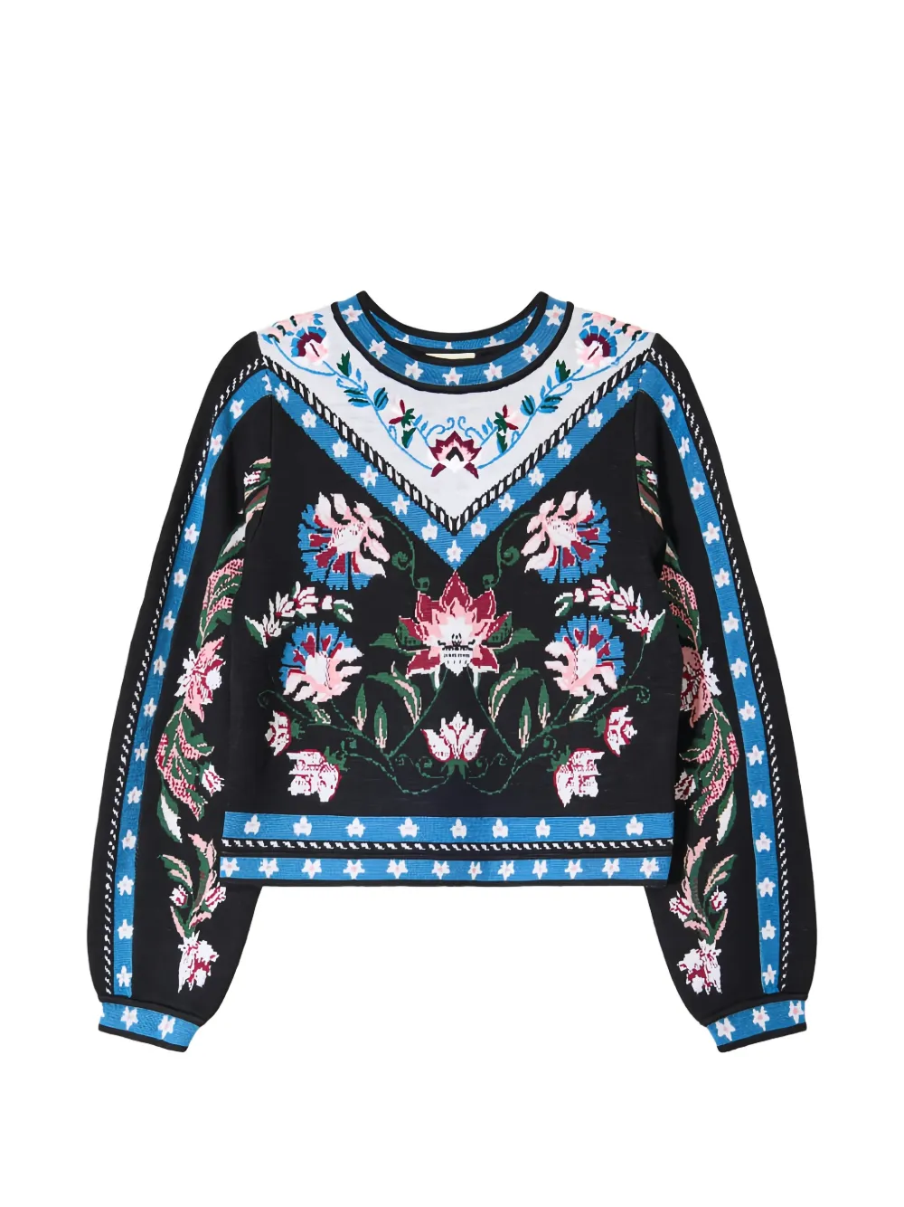 FARM Rio floral-intarsia sweater