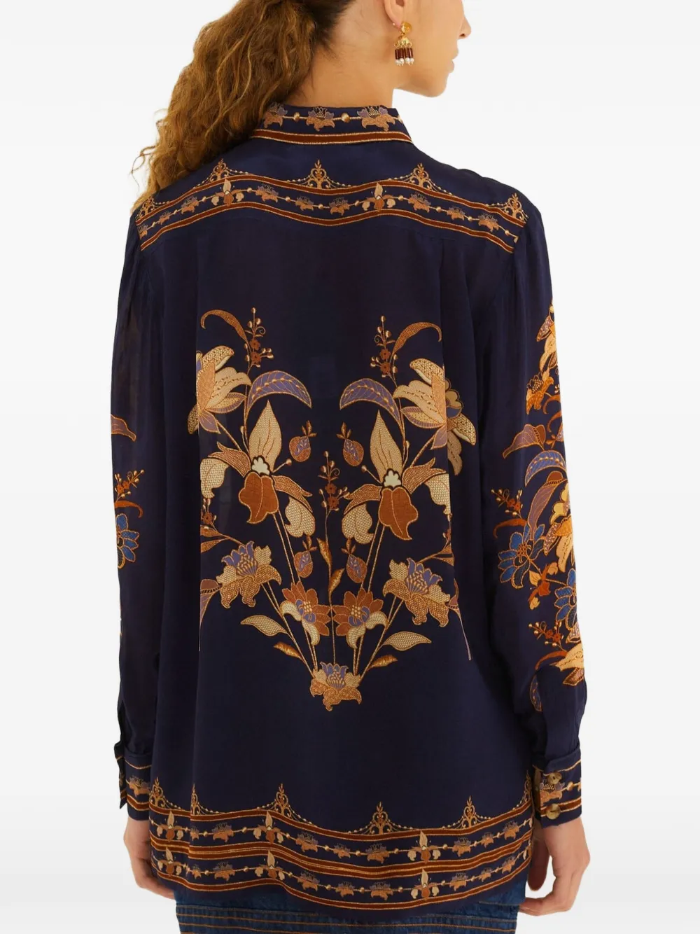 FARM Rio Liz blouse met bloemen-print en knopen Blauw
