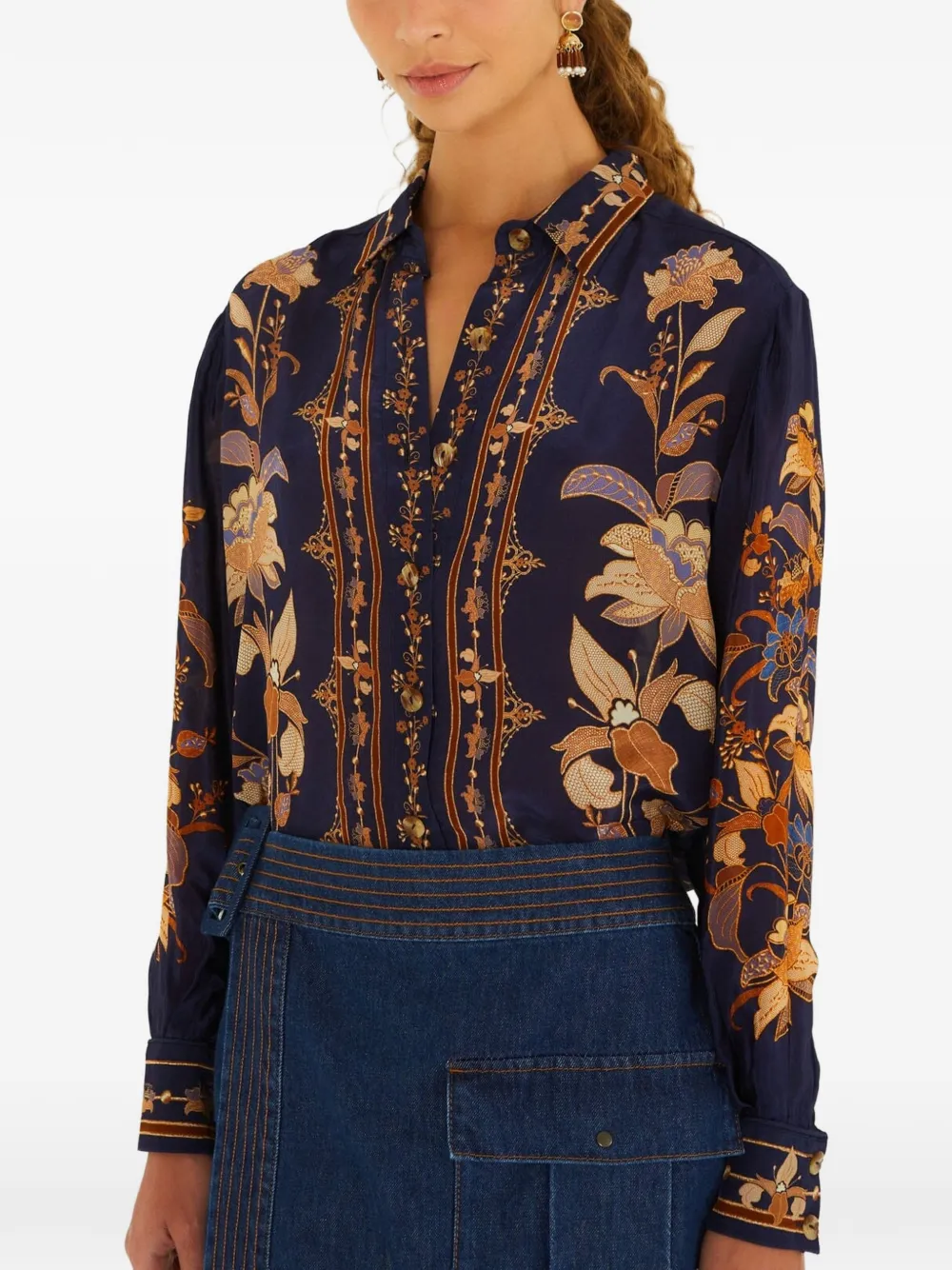 FARM Rio Liz floral-print button-down shirt