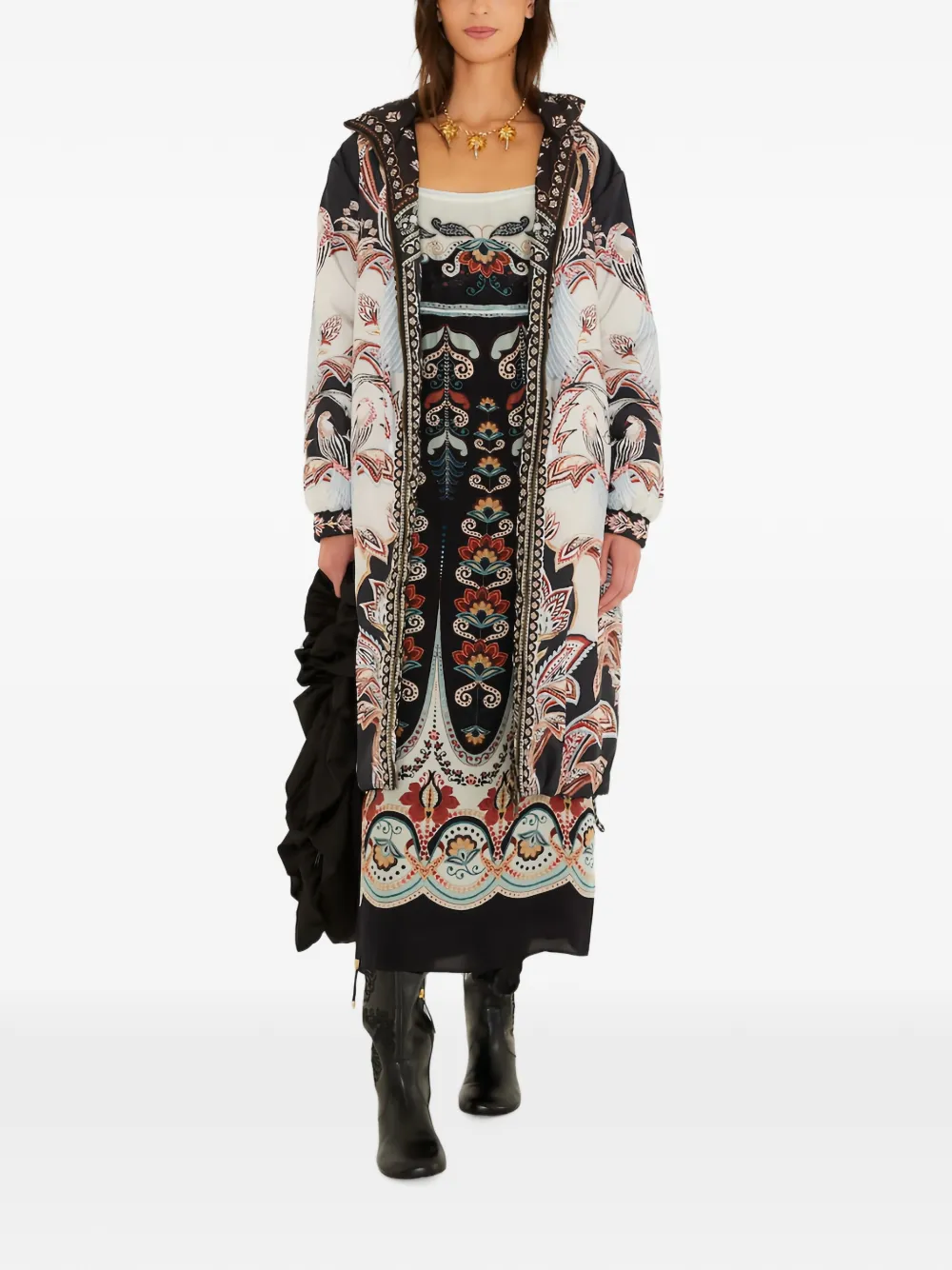 FARM Rio floral-print belted coat