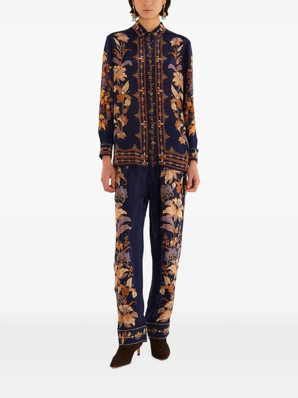 FARM Rio Lara broek met bloemen-print Blauw