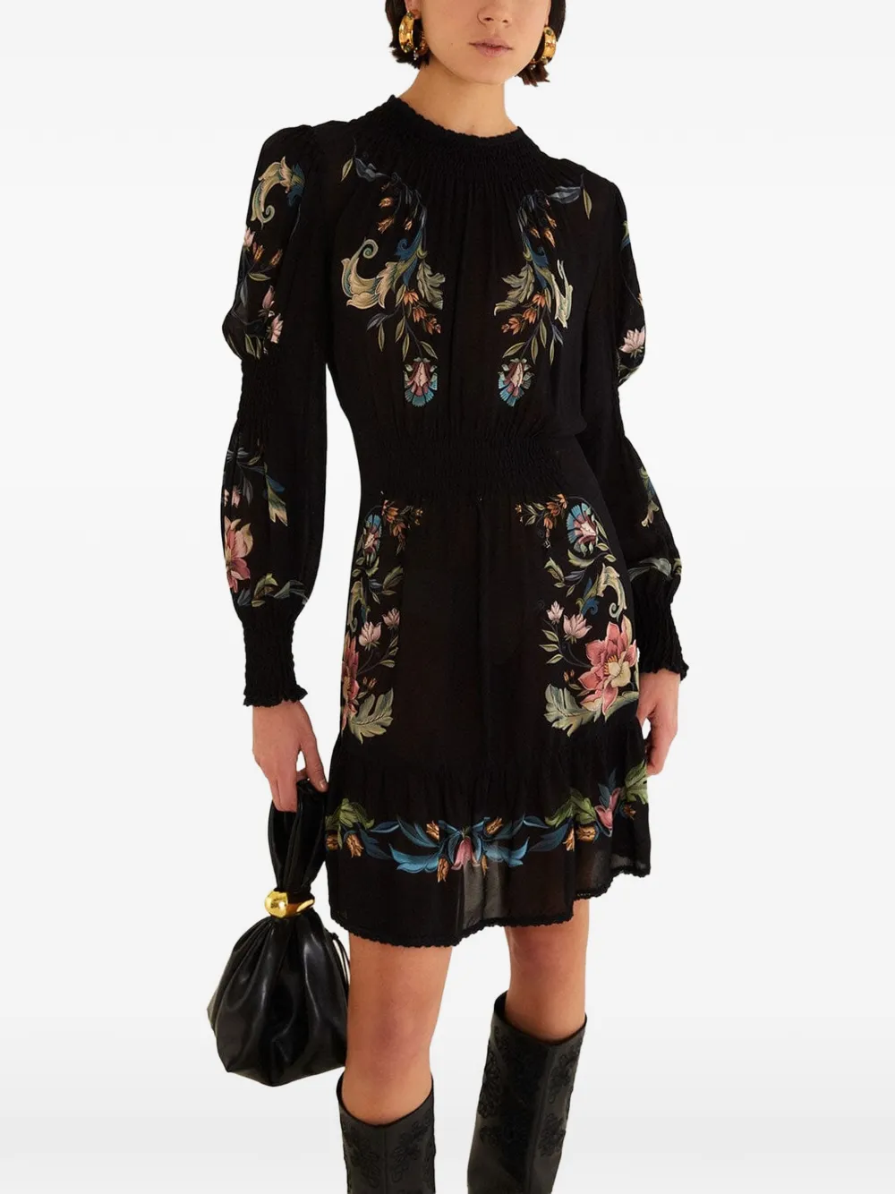FARM Rio Natalia floral-print smocked mini dress
