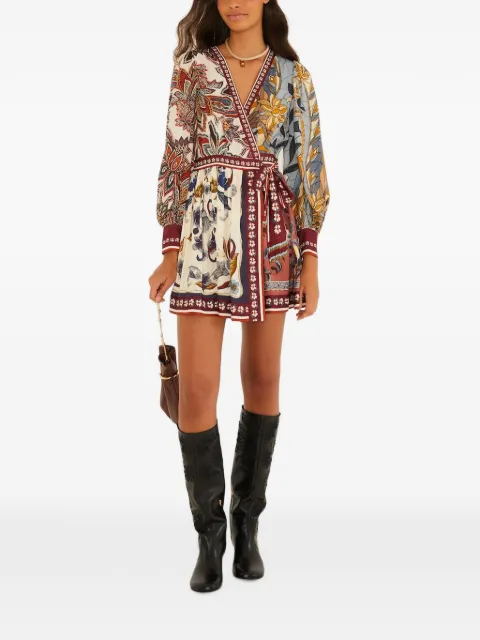 FARM Rio Stained Glass floral-print wrap dress