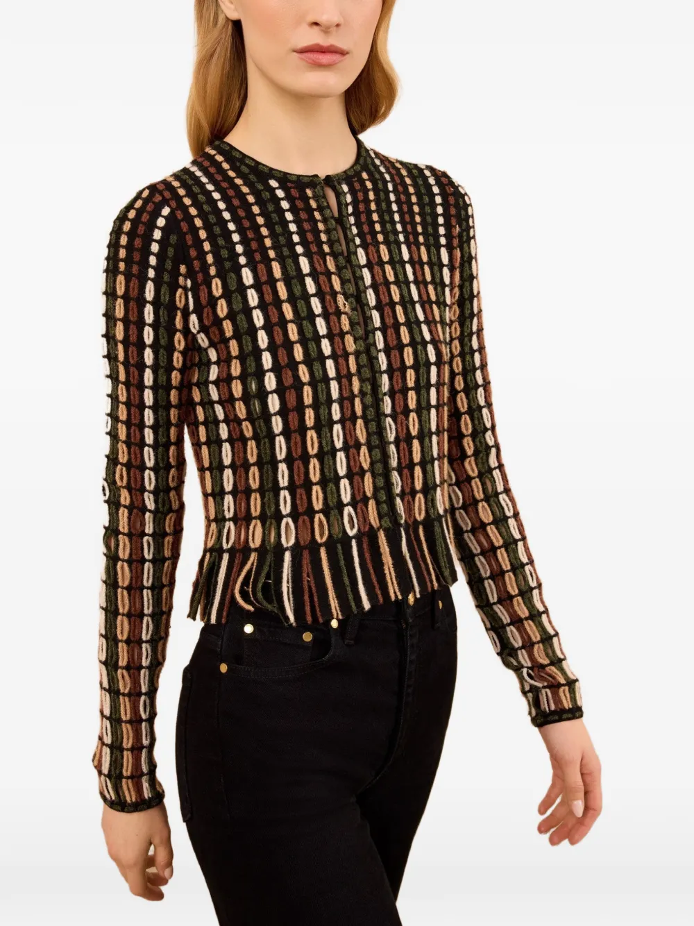 Ulla Johnson Zora geometric-pattern knitted cardigan Zwart