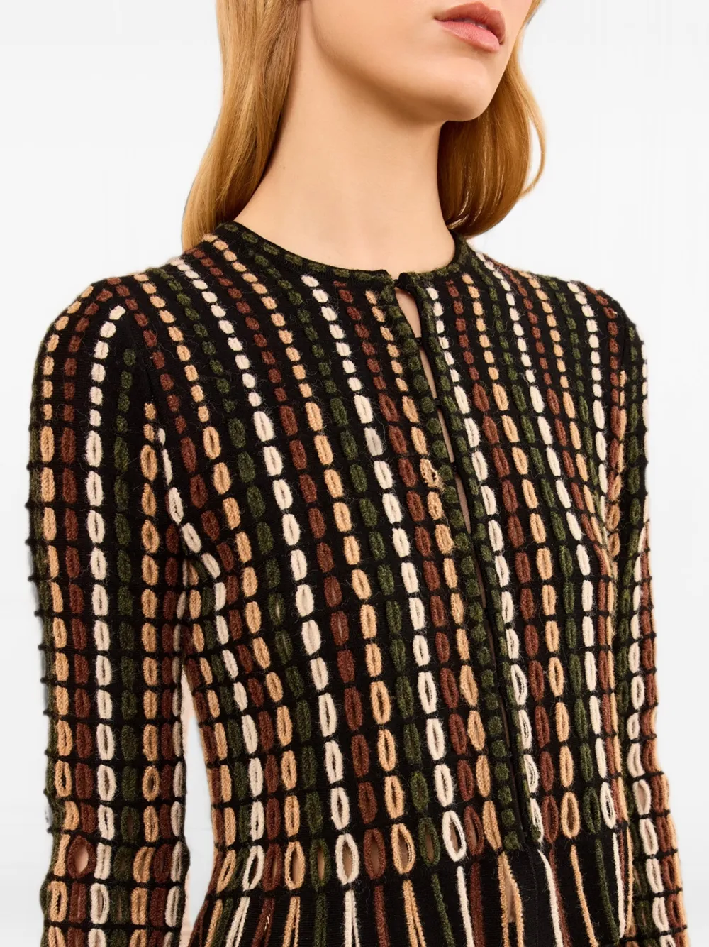 Ulla Johnson Zora geometric-pattern knitted cardigan Zwart