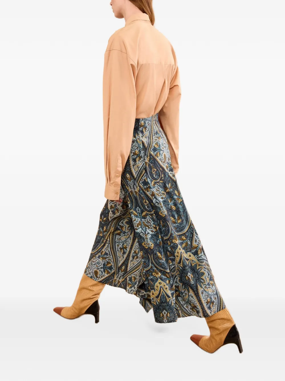 Ulla Johnson Riele midi-rok met paisley-print en ruches Blauw