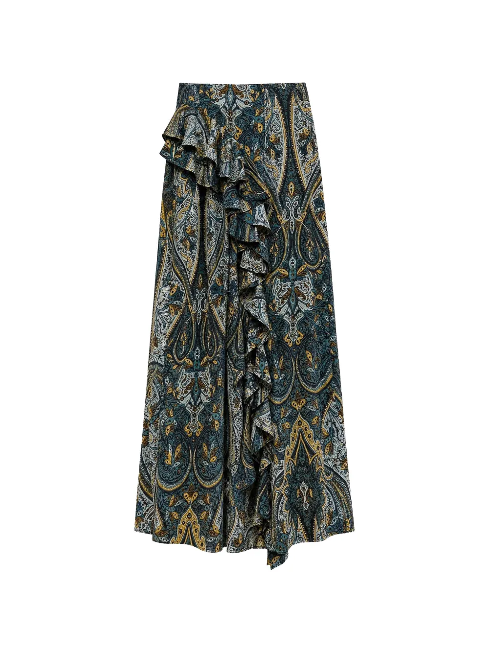 Ulla Johnson Riele paisley-print ruffled midi skirt - Blau
