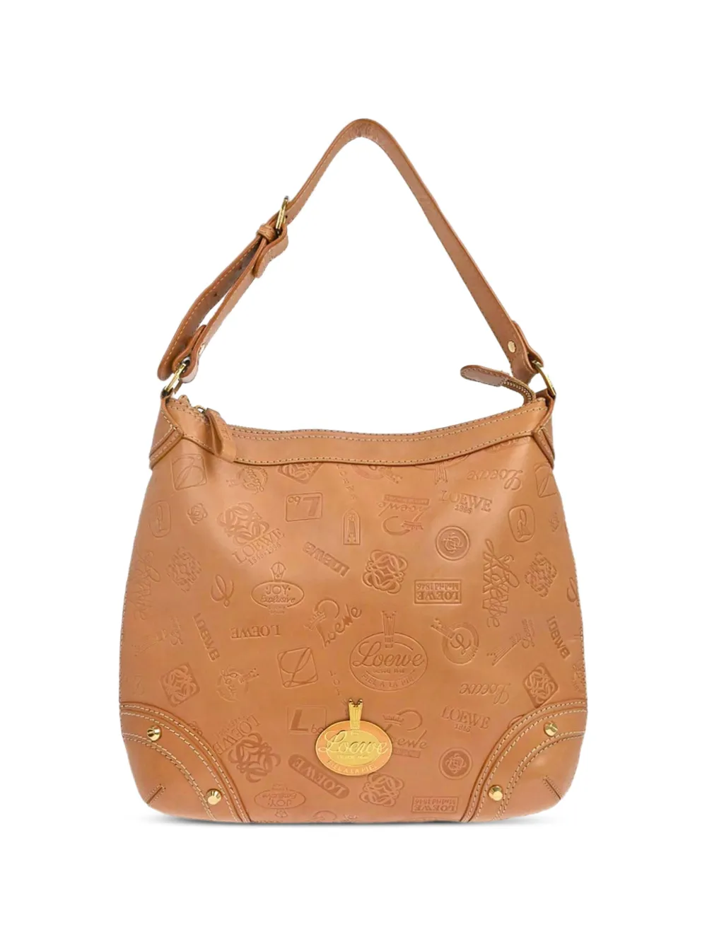 Pre-owned Loewe 2006 160th Anniversary Embossed Leather Shoulder Bag In Brown