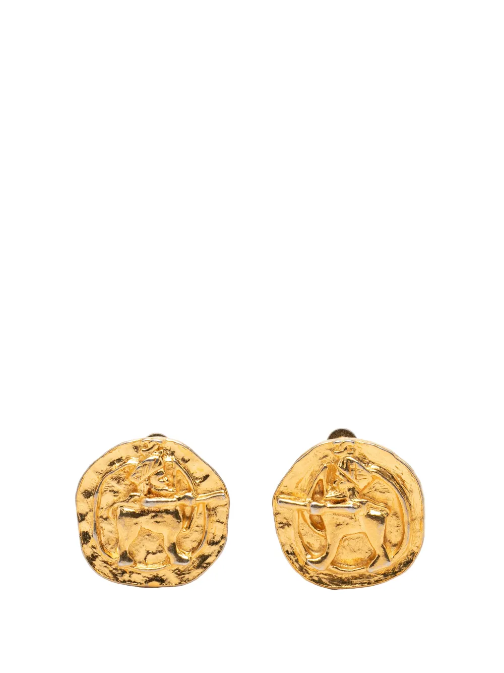 CHANEL Pre-Owned 1950-1970 Gold Plated Archer Medallion Clip On Earrings costume earrings - Oro