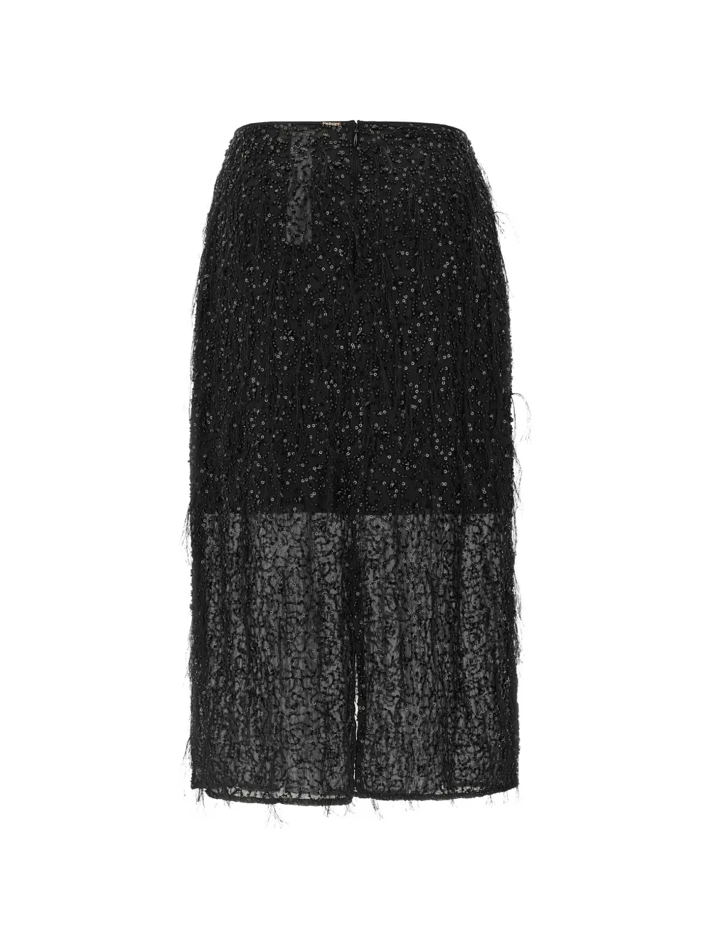 TWINSET Midi-rok met franje en verfraaid met pailletten Zwart