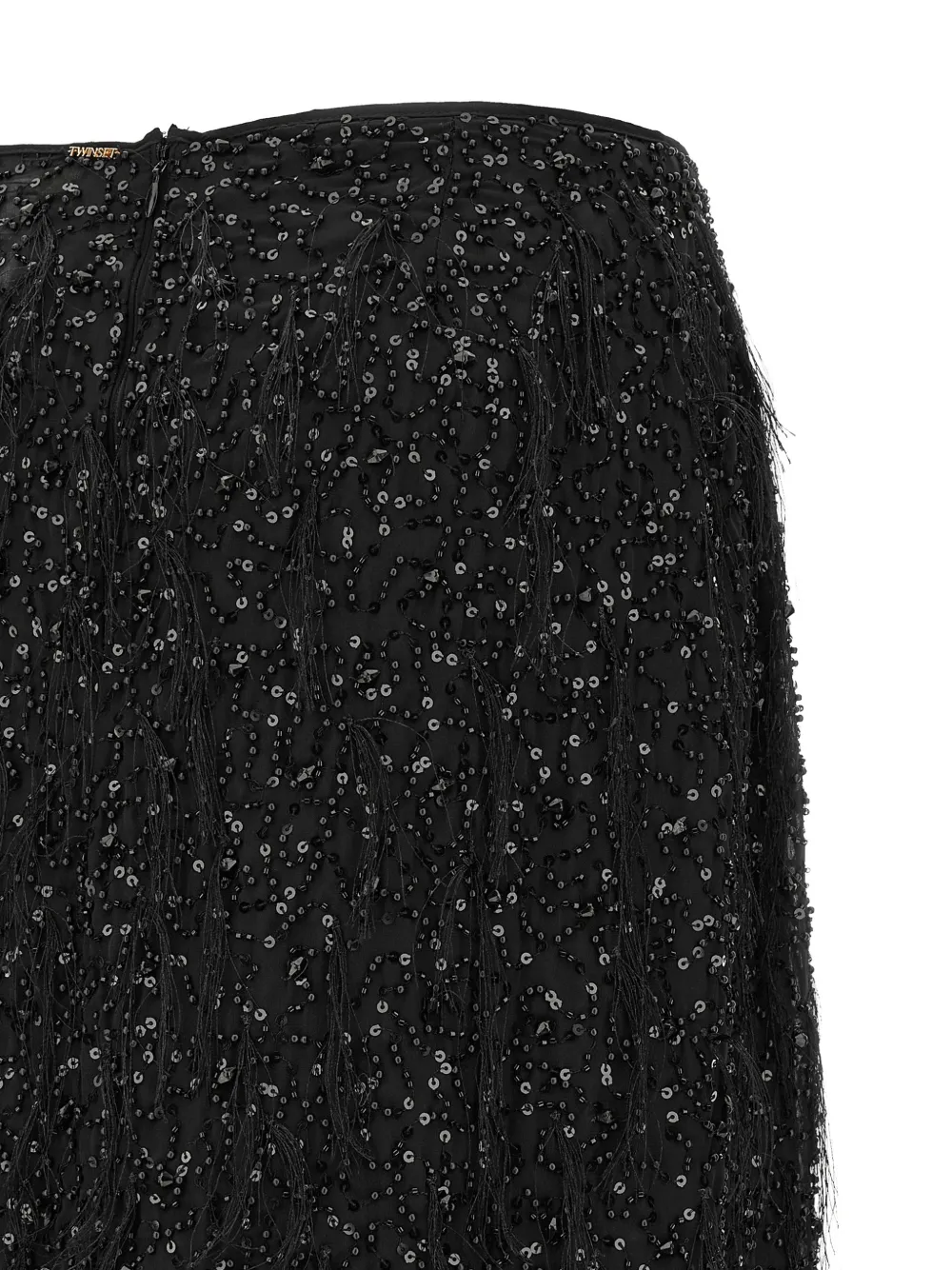 TWINSET Midi-rok met franje en verfraaid met pailletten Zwart