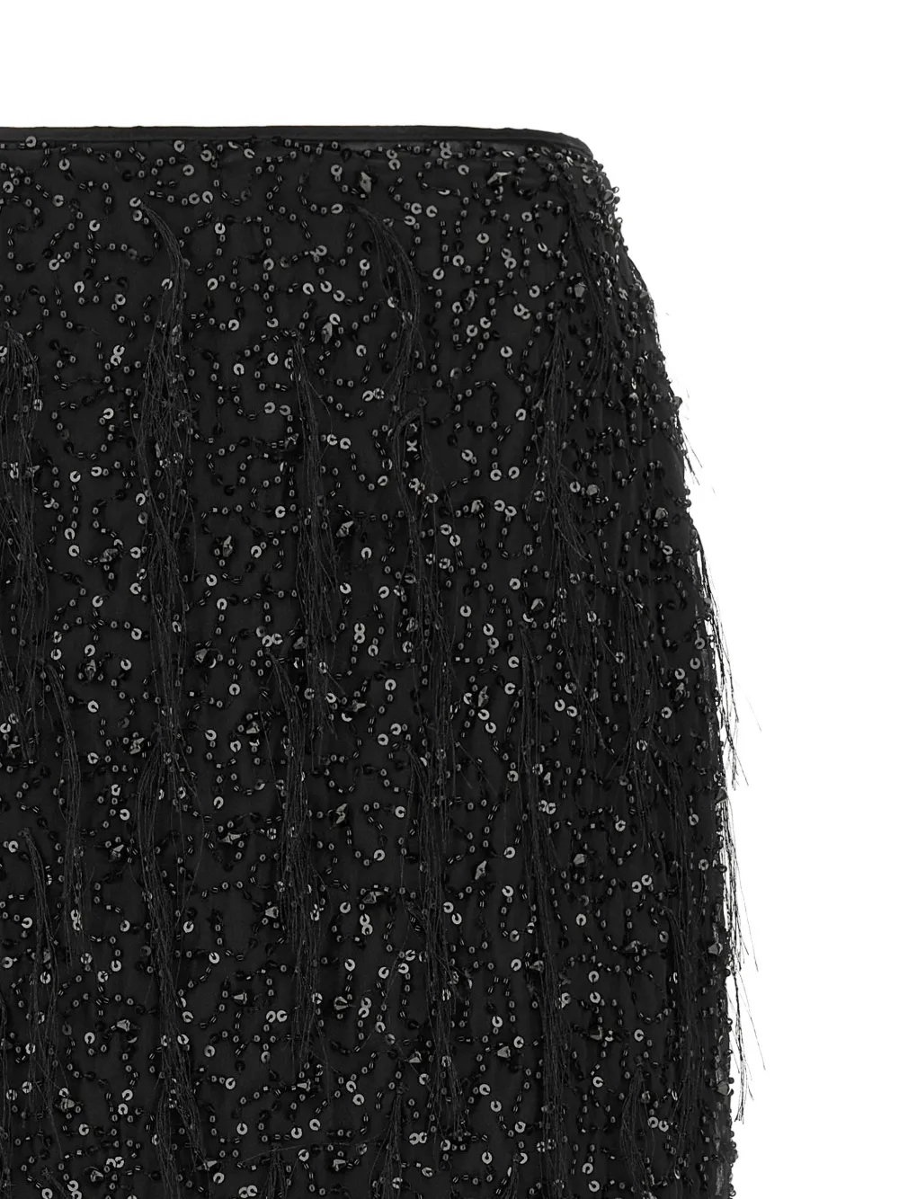 TWINSET Midi-rok met franje en verfraaid met pailletten Zwart